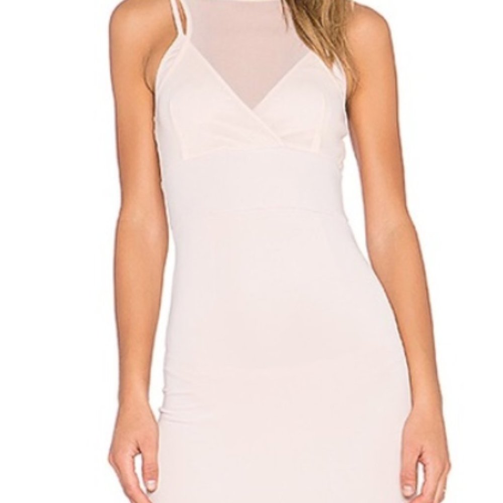 Lavish Alice Mesh Top Dress in blush pink - New